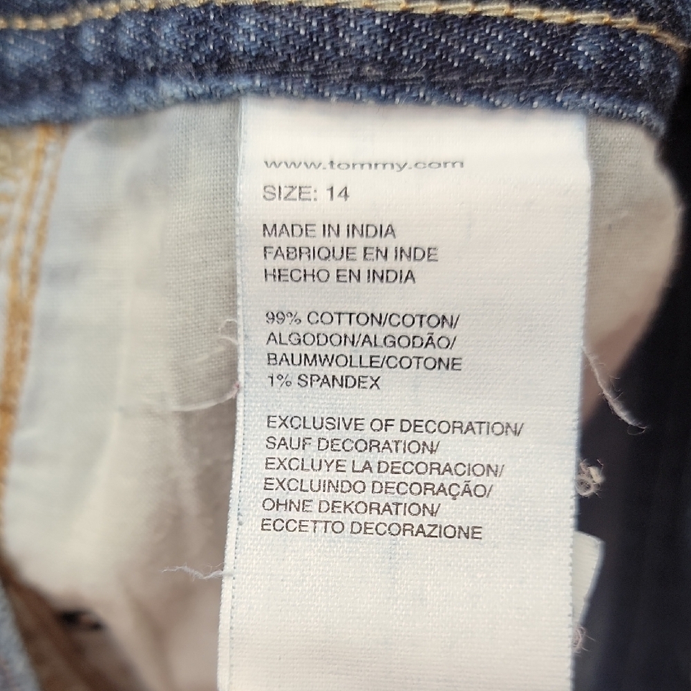 Tommy Hilfiger Size 14 Dark Blue Distressed Denim Mini Skirt - Picture 11 of 14